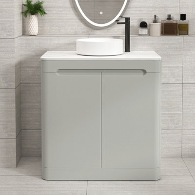 Royal Bathrooms Venice 800mm Dove Grey Freestanding Vanity Unit 2 Door With Carrara White Undrilled Worktop & Without Basin - image 1