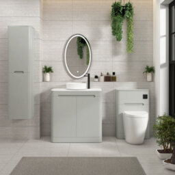 Royal Bathrooms Venice 800mm Dove Grey Freestanding Vanity Unit 2 Door With Carrara White Undrilled Worktop & Without Basin - thumbnail 4