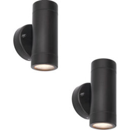 2 Pack Up & Down Twin Outdoor Ip44 Wall Light - 2 X 7W Gu10 Led - Matt Black