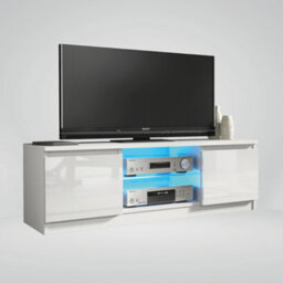 Tv Unit 120Cm Sideboard Cabinet Cupboard Tv Stand Living Room High Gloss Doors - White - thumbnail 3