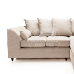 Furnishings For Less UK Casper Soft Chenille Fabric 3 To 4 Seater L Shaped Corner Sofa Beige Right Hand Facing - Scatter Back - thumbnail 2
