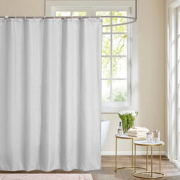 Neel Blue White Polyester Shower Curtain, Water-Resistant Bathroom Curtain With 12 Hooks - 180X200Cm - thumbnail 4