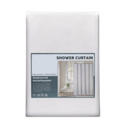 Neel Blue White Polyester Shower Curtain, Water-Resistant Bathroom Curtain With 12 Hooks - 180X200Cm - thumbnail 2