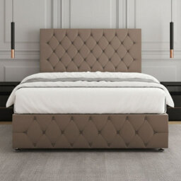 REGIONAL FURNISHINGS Divan Bed Set Luxury Mink Plush Velvet 24Inch Headboard & Footboard & Mattress No Drawers In 3Ft 4Ft 4Ft6 5Ft 6Ft Sizes - thumbnail 3