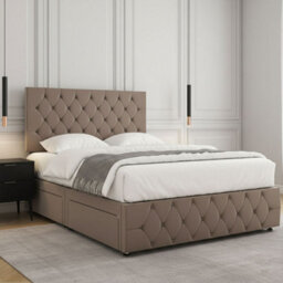 REGIONAL FURNISHINGS Divan Bed Set Luxury Mink Plush Velvet 24Inch Headboard & Footboard & Mattress No Drawers In 3Ft 4Ft 4Ft6 5Ft 6Ft Sizes - thumbnail 2