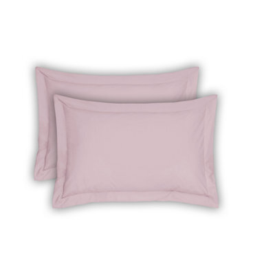 Smart Living Polycotton Oxford Pillowcases Pair 48X74Cm Flanged Bedding - Soft Pink