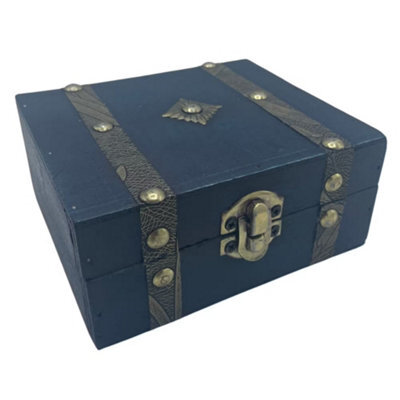Teal Square Tea Storage Chest Box With Lid