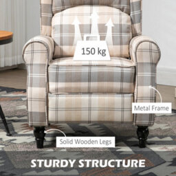 Homcom Recliner Chair For Living Room Wingback Chair With Padded Armrest Khaki - thumbnail 6