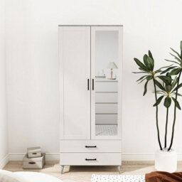 Urbn-Living Urbnliving 180Cm Height Ash Grey Wardrobe With Mirror White 2 Door 2 Drawer Bedroom Clothes Storage Hanging Rail - thumbnail 2