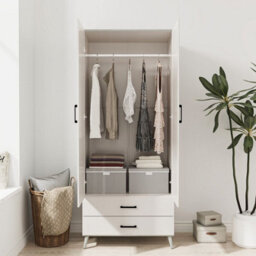 Urbn-Living Urbnliving 180Cm Height Ash Grey Wardrobe With Mirror White 2 Door 2 Drawer Bedroom Clothes Storage Hanging Rail - thumbnail 3
