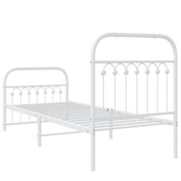 Berkfield Metal Bed Frame Without Mattress With Footboard White 80X200Cm - thumbnail 6