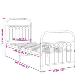 Berkfield Metal Bed Frame Without Mattress With Footboard White 80X200Cm - thumbnail 8