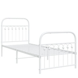 Berkfield Metal Bed Frame Without Mattress With Footboard White 80X200Cm - thumbnail 3