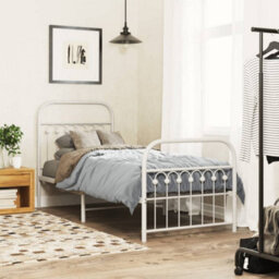 Berkfield Metal Bed Frame Without Mattress With Footboard White 80X200Cm - thumbnail 1