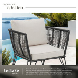 Tectake Garden Chair Sundo - Thick Seat Cushions, Removable Cushion Covers - Anthracite - Set Of 4 - thumbnail 4