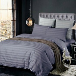 Darphe Single Bed Polyester Satin Horizontal Stripe Pattern Bedding - thumbnail 2