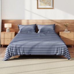 Darphe Single Bed Polyester Satin Horizontal Stripe Pattern Bedding - thumbnail 3