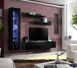 "Arte Fly G2 Entertainment Unit For Tvs Up To 60"" - Elevate Your Room With Black Gloss Front & Matt Carcass W2100mm X H1700mm X D400mm"