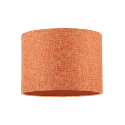 Happy Homewares Contemporary And Sleek Orange Natural Linen Fabric Drum Lamp Shade - image 1