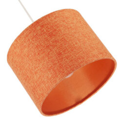 Happy Homewares Contemporary And Sleek Orange Natural Linen Fabric Drum Lamp Shade - thumbnail 4