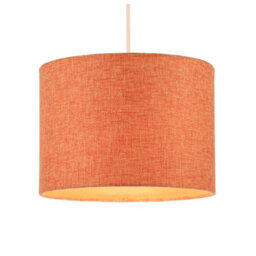Happy Homewares Contemporary And Sleek Orange Natural Linen Fabric Drum Lamp Shade - thumbnail 2