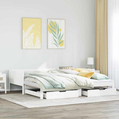 Berkfield Daybed With Trundle And Drawers Without Mattress White 90X190 Cm Single - image 1