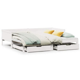Berkfield Daybed With Trundle And Drawers Without Mattress White 90X190 Cm Single - thumbnail 2