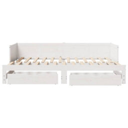 Berkfield Daybed With Trundle And Drawers Without Mattress White 90X190 Cm Single - thumbnail 4