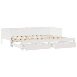 Berkfield Daybed With Trundle And Drawers Without Mattress White 90X190 Cm Single - thumbnail 3