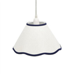 First Choice Lighting Set Of 2 Libby - Natural Linen Navy Blue Trim 27Cm Pendant Lamp Shades - thumbnail 2