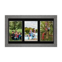 AK Frames 40X20Cm Marble Grey Modern Multi Photo Frame With Black Mount - Holds 3 Apertures (3X) 6X4 Photos