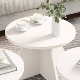 Berkfield Coffee Table 3 Pcs White Solid Pine Wood - thumbnail 4