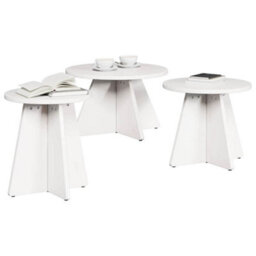 Berkfield Coffee Table 3 Pcs White Solid Pine Wood - thumbnail 3