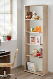 Arte Dino 8 Bookcase 60Cm - White Matt & Oak Sonoma With Five Open Compartments - thumbnail 2