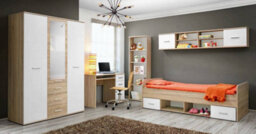 Arte Dino 8 Bookcase 60Cm - White Matt & Oak Sonoma With Five Open Compartments - thumbnail 3