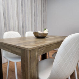 Kosy Koala Rustic Effect Wooden Dining Table Set With 4 White Gem Pattern Chairs Dining Room Furniture - thumbnail 8