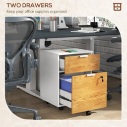 Homcom 2 Drawer Filing Cabinet With Adjustable Hanging Bars For A4 And Letter - thumbnail 4