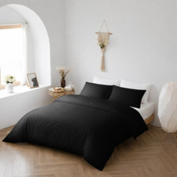 Bedlooms Black Cotton Duvet Cover Set, Breathable & Anti-Allergic Bedding Set, Super King 260X220Cm - thumbnail 7