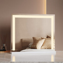 Emke Led Hollywood Vanity Mirror 600 X 520 mm Makeup Mirror Dressing Table With Dimmable And 3 Colors, White - thumbnail 2
