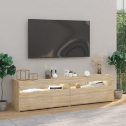 Walplus Tv Cabinets 2 Pcs With Led Lights Sonoma Oak 75X35X40 Cm - thumbnail 4