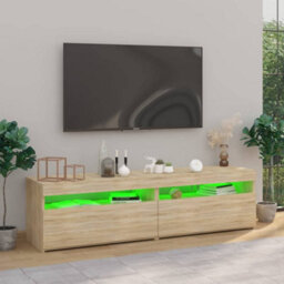 Walplus Tv Cabinets 2 Pcs With Led Lights Sonoma Oak 75X35X40 Cm - thumbnail 5