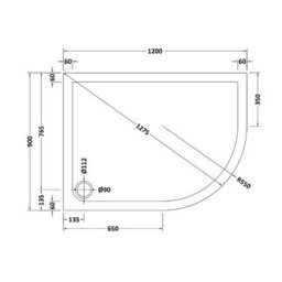 Nes Home Rh 1200 X 900mm Offset Brushed Brass Framed Quadrant Shower Enclosure  & Tray - thumbnail 8