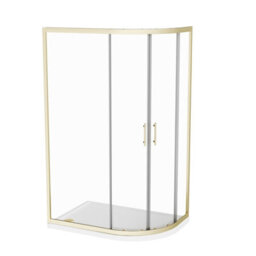 Nes Home Rh 1200 X 900mm Offset Brushed Brass Framed Quadrant Shower Enclosure  & Tray - thumbnail 5