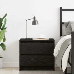 Berkfield Nightstand Black Oak 50X40X43.5 Cm Made Of Engineered Wood - thumbnail 4