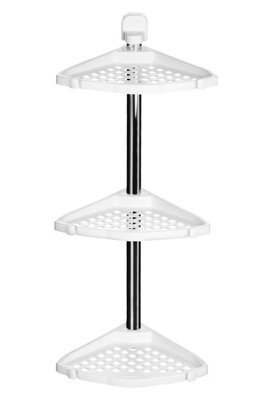 Orsina Wall Mountable Corner Shelf Unit, Chrome-Plated Bathroom Shelf Unit, Stylish White Corner Storage Rack - image 1