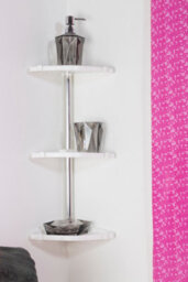 Orsina Wall Mountable Corner Shelf Unit, Chrome-Plated Bathroom Shelf Unit, Stylish White Corner Storage Rack - thumbnail 2