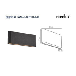 Nordlux Kinver Outdoor Aluminium Wall Light Weatherproof Black,mains Led - thumbnail 6