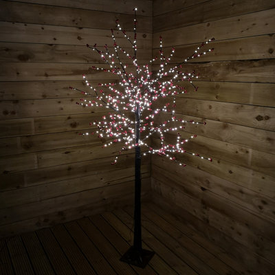 Samuel Alexander 6Ft (1.8M) Light Up Black Christmas Twig Tree With Red Berries & Warm White Leds - image 1