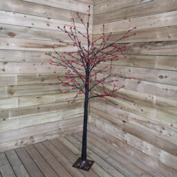 Samuel Alexander 6Ft (1.8M) Light Up Black Christmas Twig Tree With Red Berries & Warm White Leds - thumbnail 8