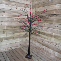 Samuel Alexander 6Ft (1.8M) Light Up Black Christmas Twig Tree With Red Berries & Warm White Leds - thumbnail 2